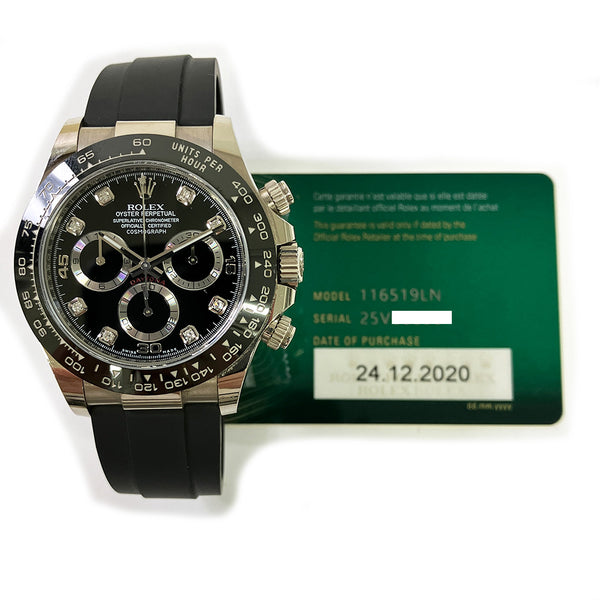 Rolex Cosmograph Daytona 116519LN Black Diamond Dial Dec 2020