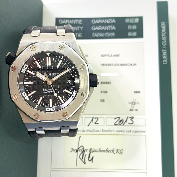 Audemars Piguet Royal Oak Offshore Diver 15703ST.OO.A002CA.01 Black Dial Dec 2013