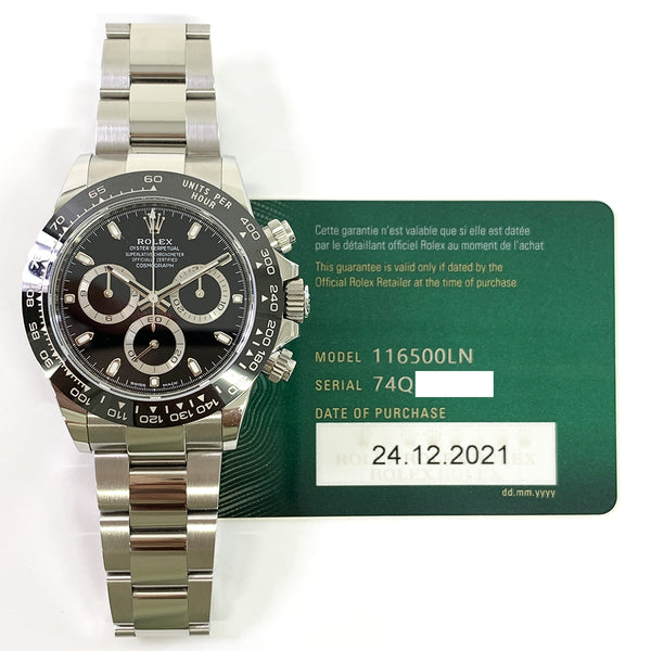 Rolex Cosmograph Daytona 116500LN Black Dial Dec 2021