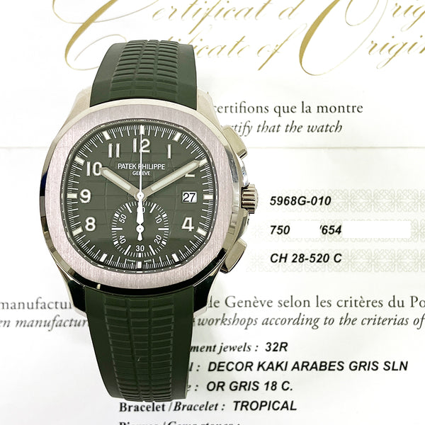 Patek Philippe Aquanut 5968G-010 Green Dial Aug 2022