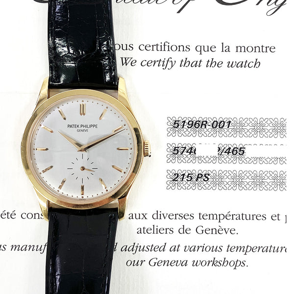 Patek Philippe Calatrava 5196R-001 Silver Dial Dec 2013