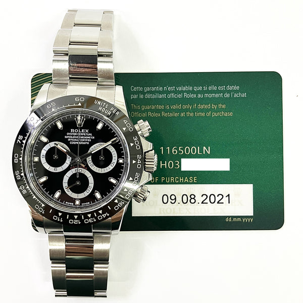 Rolex Cosmograph Daytona 116500LN Black Dial Aug 2021