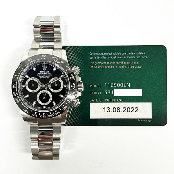 Rolex Cosmograph Daytona 116500LN Black Dial Aug 2022