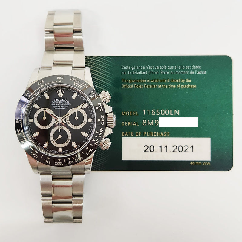 Rolex Cosmograph Daytona 116500LN Black Dial Nov 2021