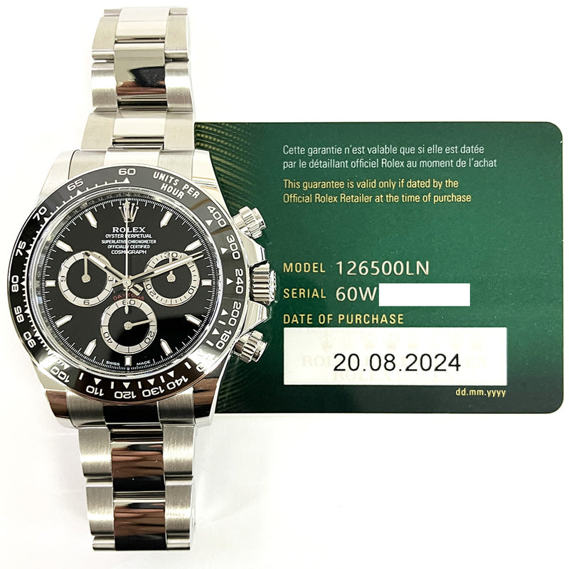 Rolex Cosmograph Daytona 126500LN Black Dial Aug 2024