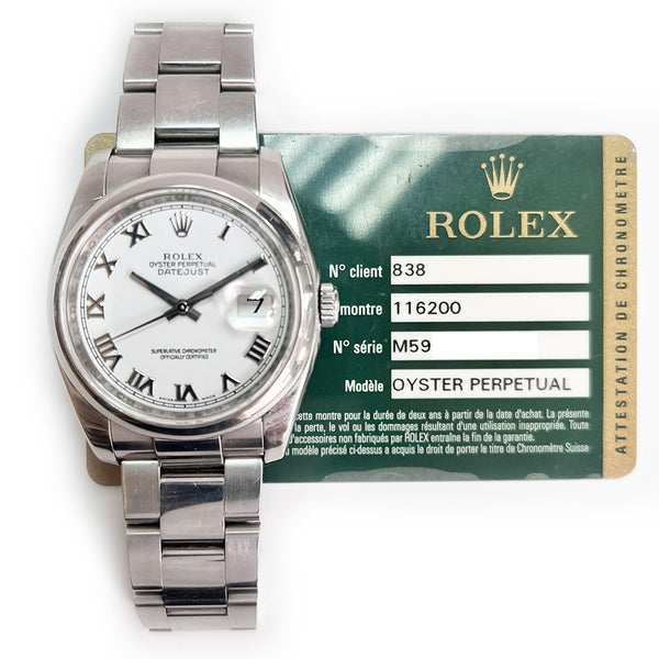 Rolex Datejust 116200 White Dial May 2016