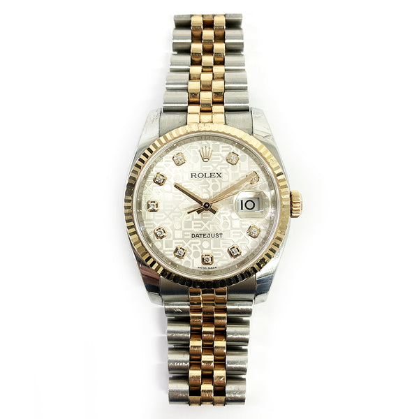 Rolex Datejust 116231G Silver Diamond Dial Feb 2011