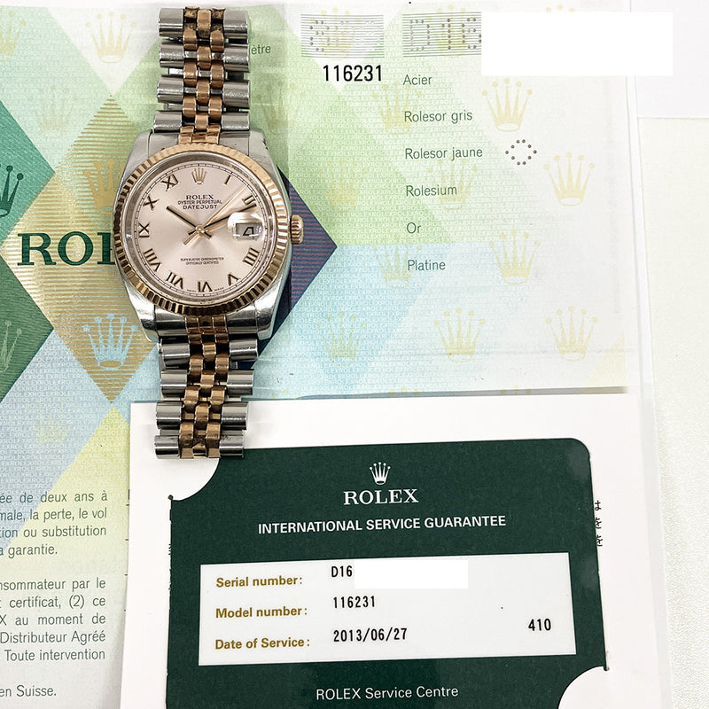 Rolex Datejust 116231 Pink Roman Dial Aug 2005