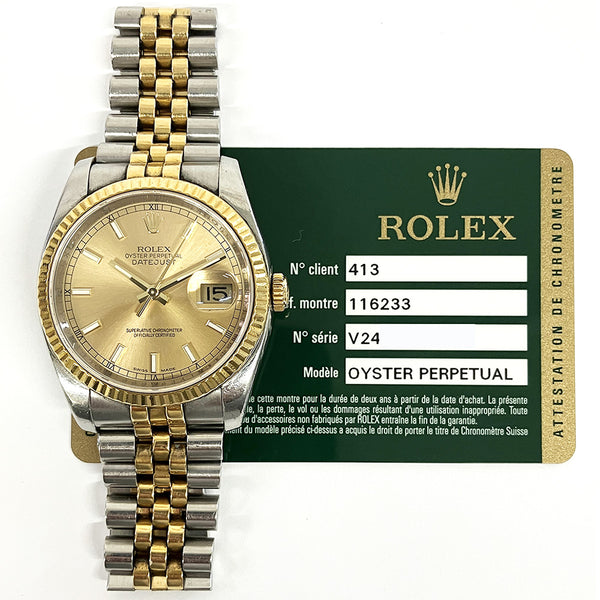 Rolex Datejust 116233 Champagne Dial Jul 2008