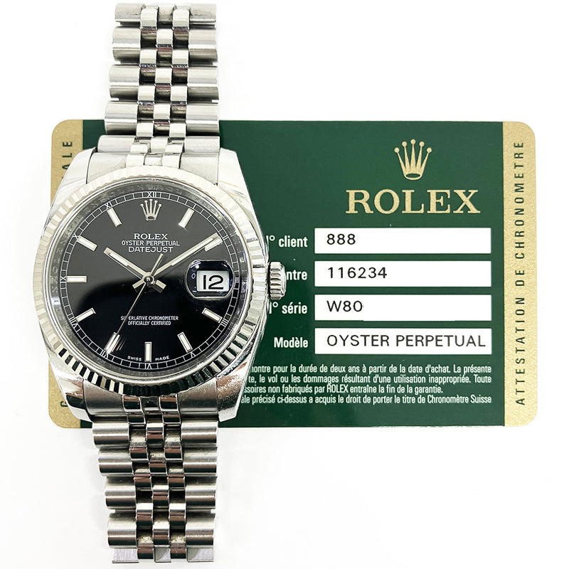 Rolex Datejust 116234 Black Dial Aug 2010