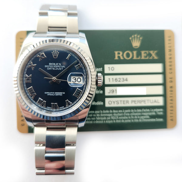 Rolex Datejust 116234 Blue Roman Dial Dec 2013