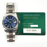 Rolex Datejust 126200 Blue Dial Jan 2024