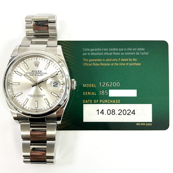 Rolex Datejust 126200 Silver Dial Aug 2024