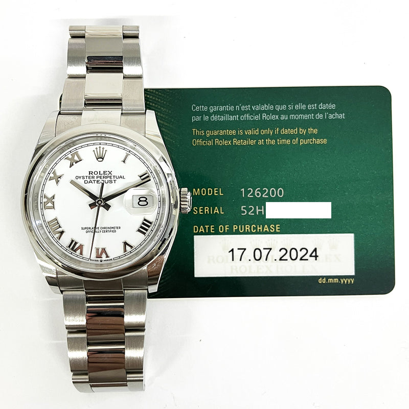 Rolex Datejust 126200 White Roman Dial Jul 2024