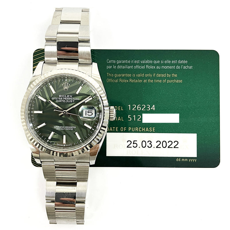 Rolex Datejust 126234 Green Palm Mar 2022