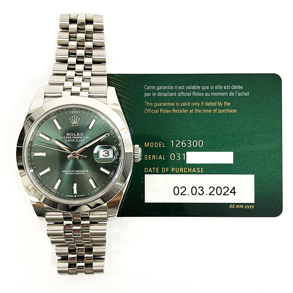 Rolex Datejust 126300 Green Dial Mar 2024