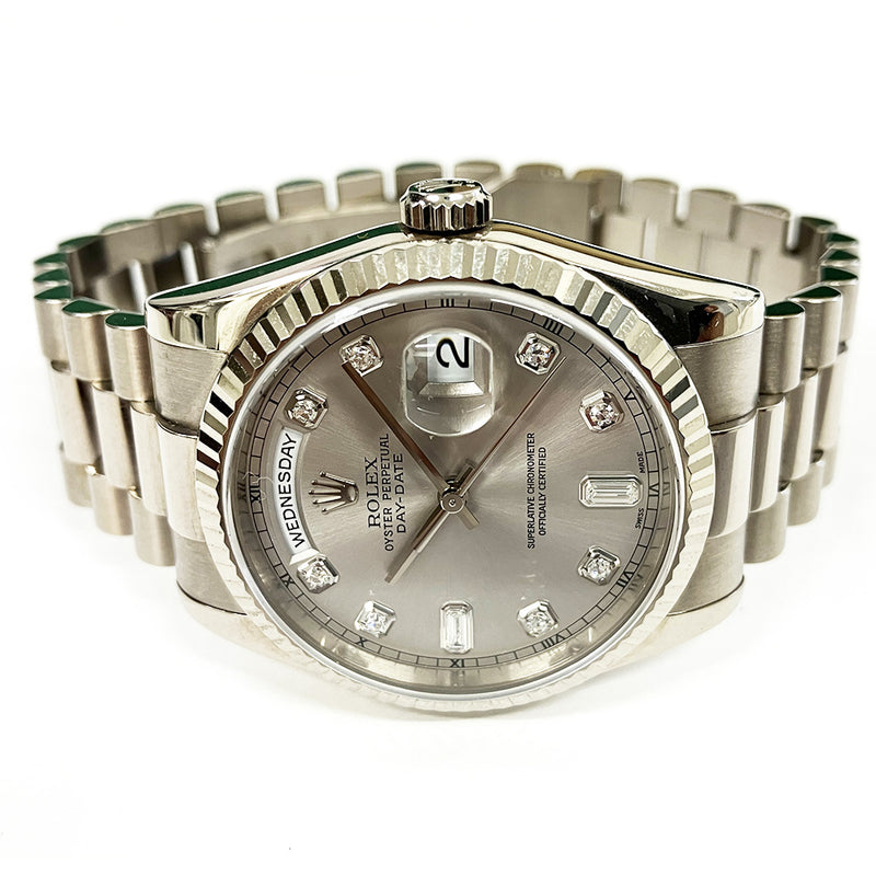 Rolex Day-Date 118239 Silver Diamond Dial Oct 2003