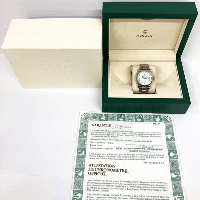 Rolex Day-Date 118239 White Roman Dial May 2001