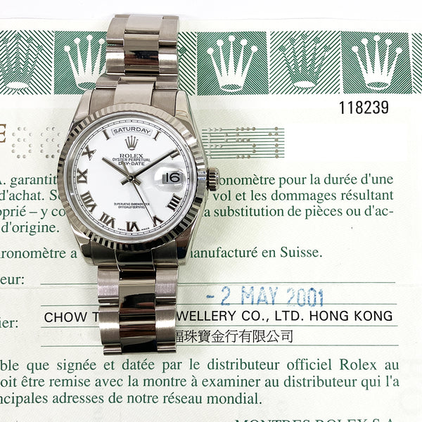 Rolex Day-Date 118239 White Roman Dial May 2001