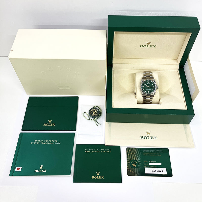 Rolex Oyster Perpetual 126000 Green Dial Sep 2023