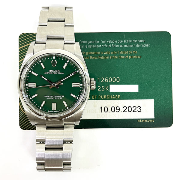 Rolex Oyster Perpetual 126000 Green Dial Sep 2023