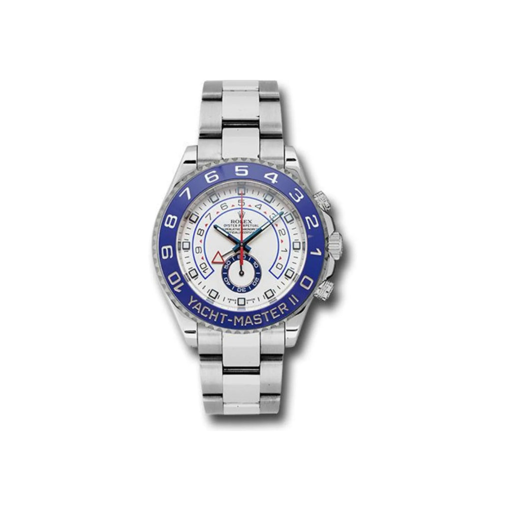 Rolex Yacht-Master 2 44mm Stainless Steel Case Blue Ceramic Bezel White  Dial Oyster Bracelet Watch 116680