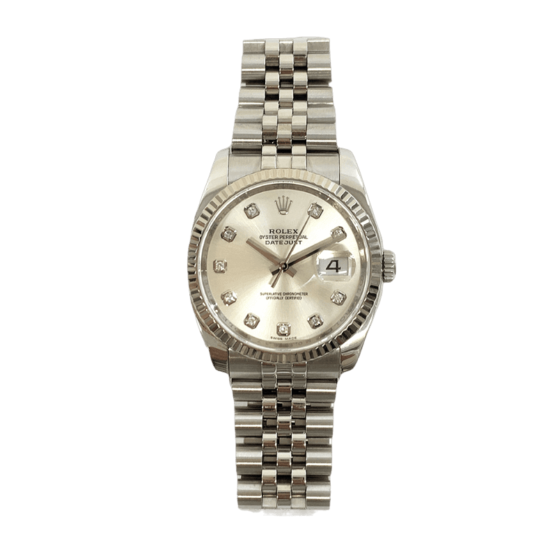 Rolex Datejust 116234G Silver Diamond Dial Nov 2007