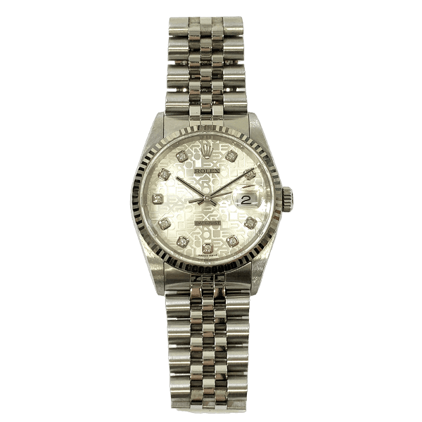 Rolex Detajust 16234G Silver Diamond Dial Aug 2004